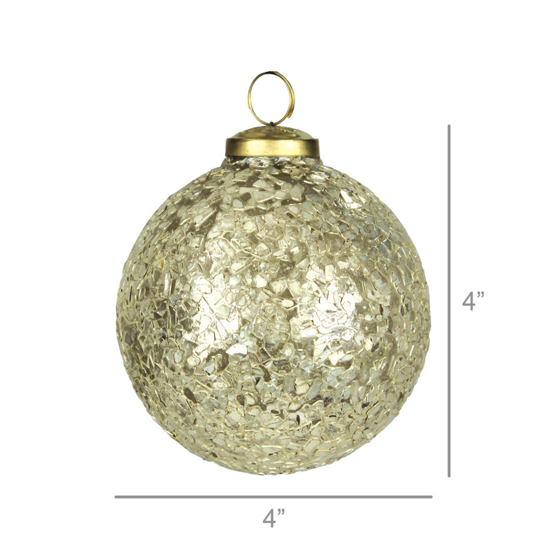 Ornement boule de Noël en verre, H 4 po x l 4 po x P 4 po