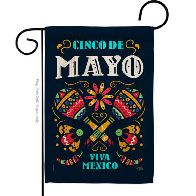Double Sided 18.5'' H x 13'' W Polyester Cinco De Mayo Garden Flag