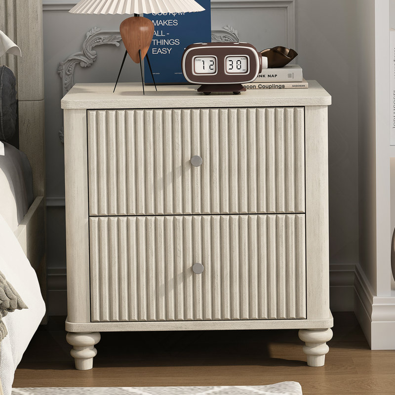 3-Piece Bedroom Set With A Bed And 2 Nightstands, Beige, Queen