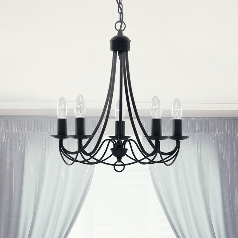 Georgetown Candle Style Chandelier, 60cm W, Black