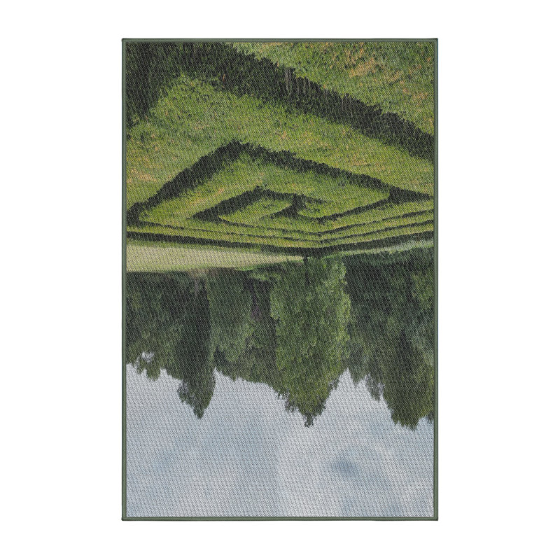 Tapis vert/bleu tissé à la machine, Rectangle 8 pi x 12 pi