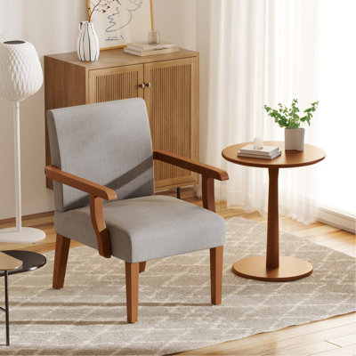 Fabric Accent Arm Chair Set Of 2 With Round Wood Table