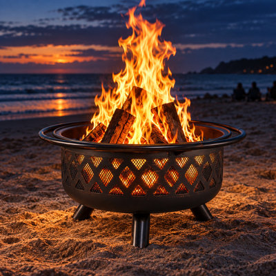 Round Charcoal and Wood Burning Fire Pit