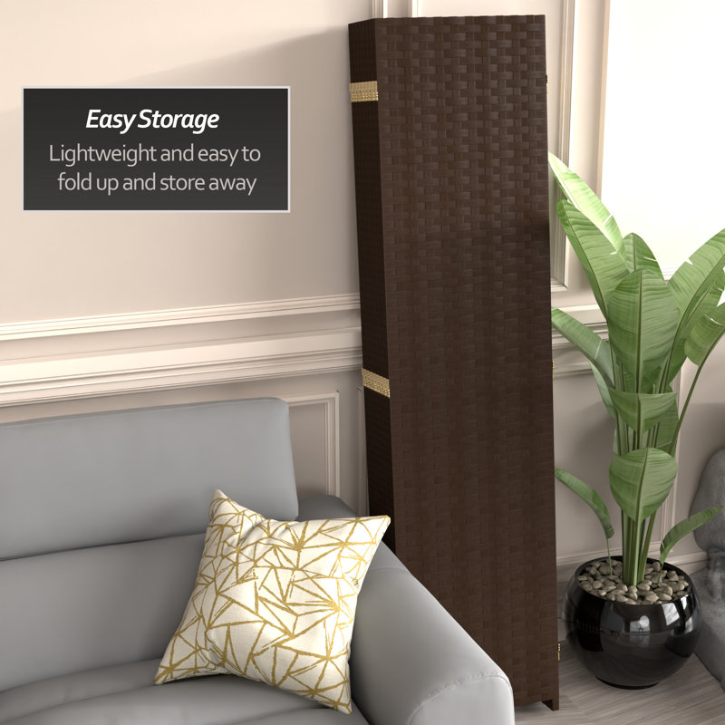 70.75" x 140" 8 Panel Room Divider, Dark Mocha, 8, 70.75" H x 140" W x 0.75" D
