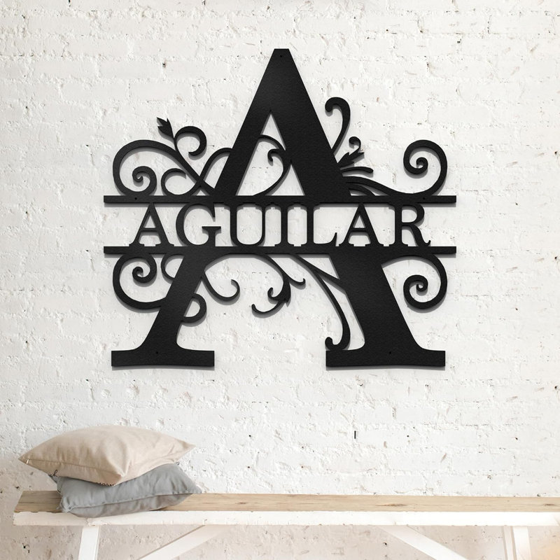 Personalized Name Letter Monogram Family Personalize Wedding Gift Cottage Outdoor Metal Signs Wall Decor, Noir, Oui