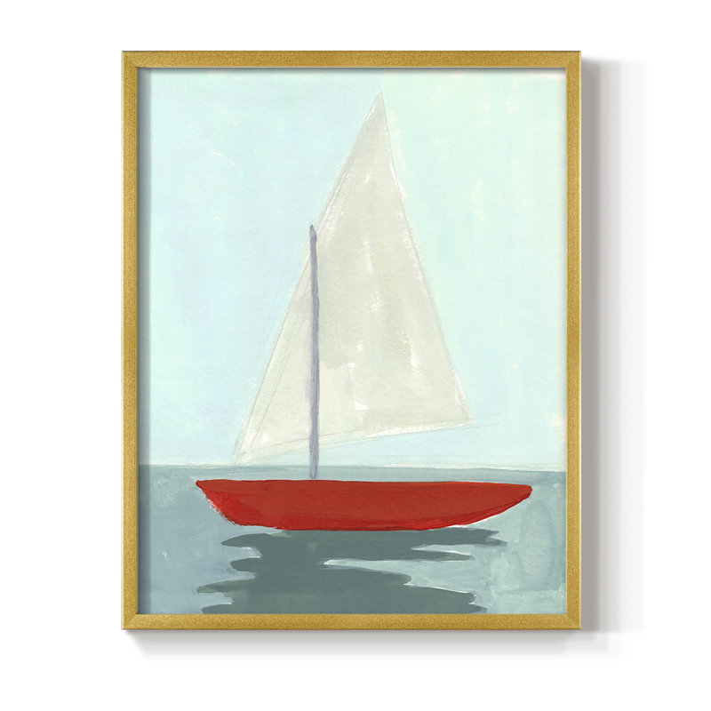 Petite voile II, reproduction encadrée - bois massif, H 14 po x l 11 po