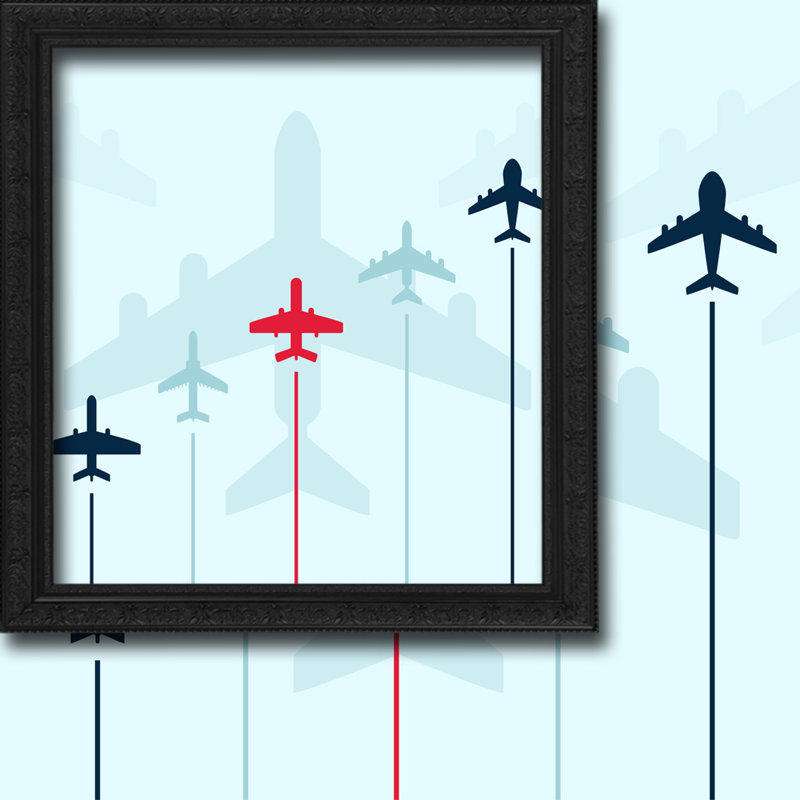 Aircraft models kids room curtain Lined blackout thermal curtain set of 2 curtains, 52" W x 45" L