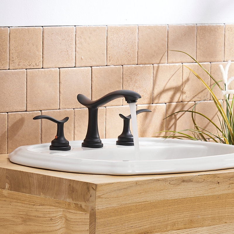 Robinet de lavabo de salle de bain espacé 8 trous à 2 poignées 8-16 pouces, Noir mat