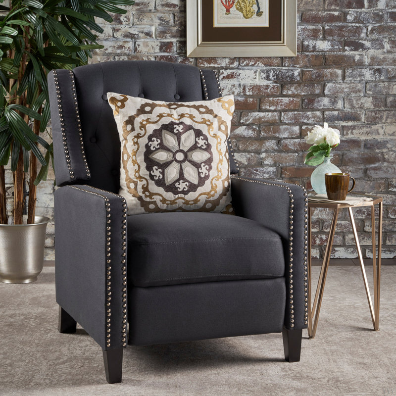 Classic Fabric Push Back Chair, Dark Gray