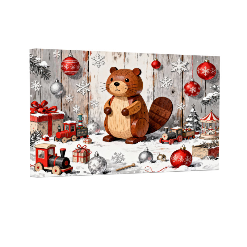 Scène de Noël de Noël écureuil en bois