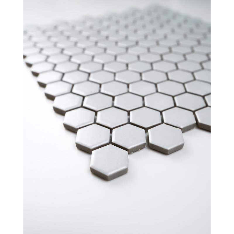 1X1" Hexagon Matte Porcelain Mosaic Tile - (Box Of 20 Sheets), Gray, 1x1