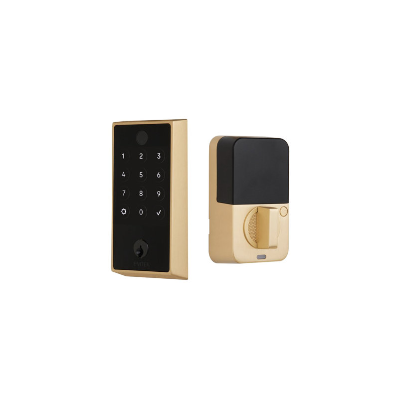 Emtek EMPowered 2 Touch Keyed, w/ Bluetooth-Wi-Fi & Deadbolt,, Satin Brass