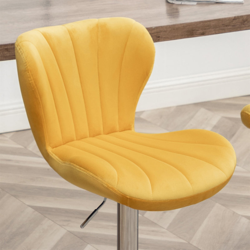 Laronzo Swivel Upholstered Adjustable Height Counter Stool with Metal Frame, Yellow