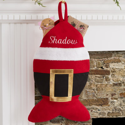 Santa Belt Personalized Cat Christmas Stocking