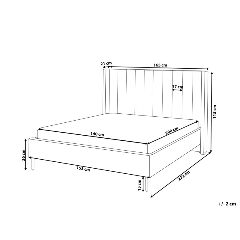 Sadie Upholstered Bed, European Double (140 x 200cm), Grey