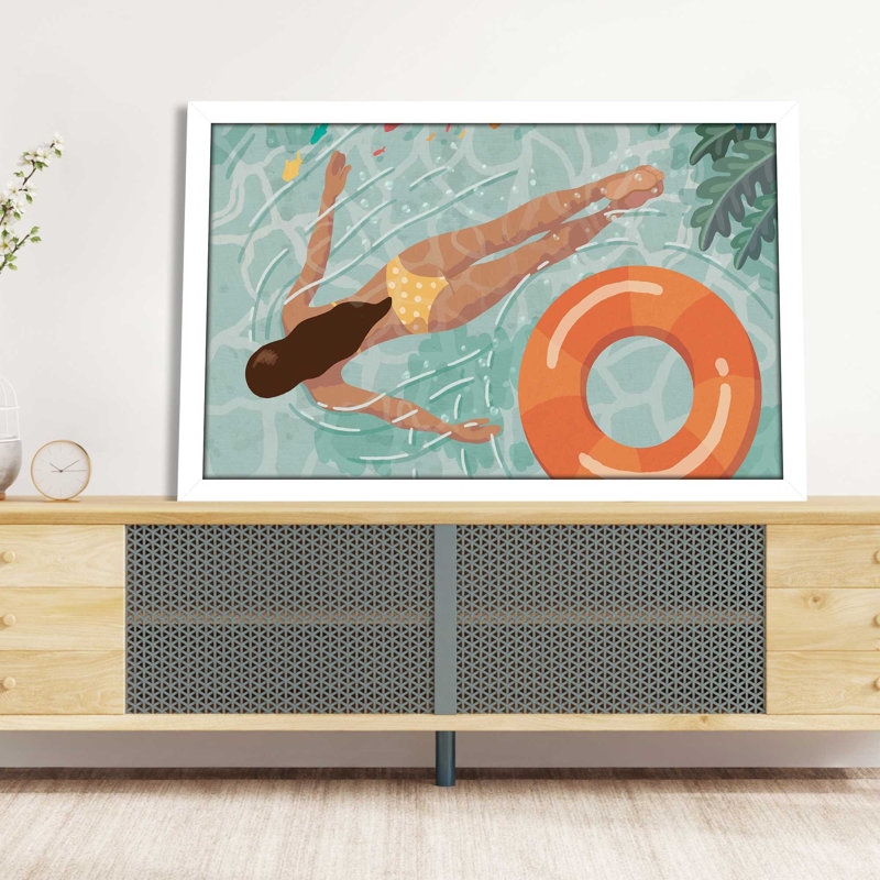 Beach Babes IV - Peinture, L 27,5 po x H 21,5 po, Cadre blanc