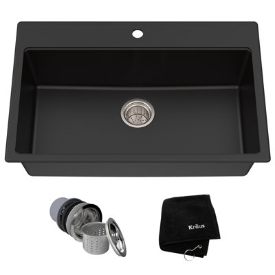 KRAUS Dual Mount Bowl Granite Kitchen Sink w/ Top Mount and Undermount Installation