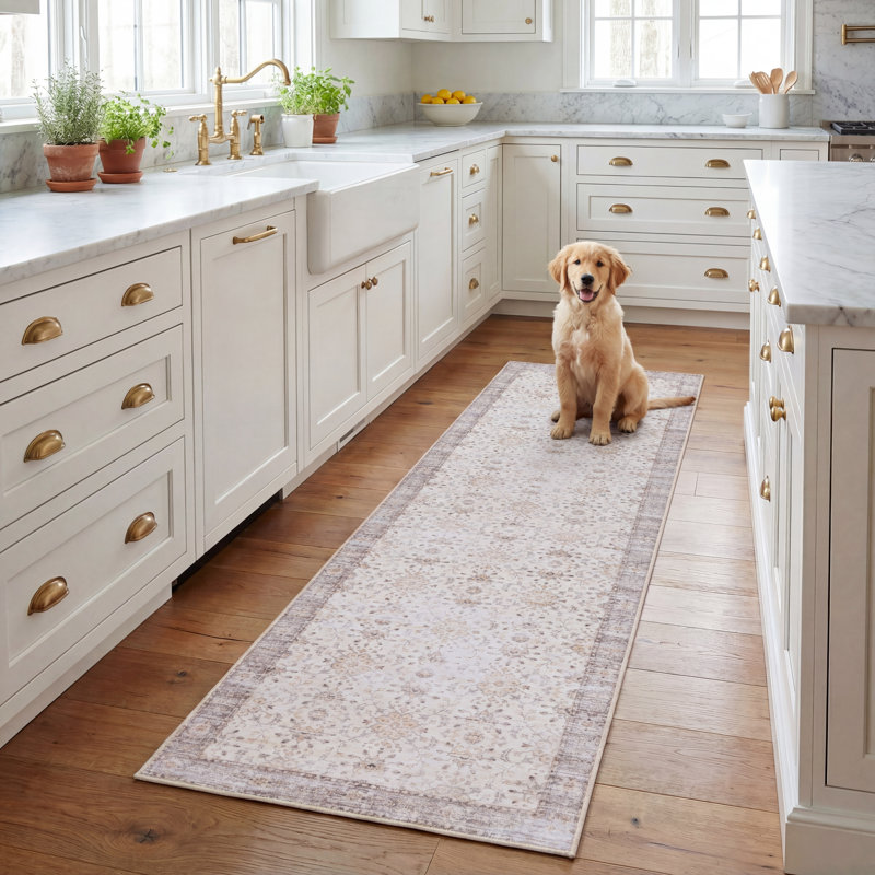 Ziebarth Oriental Beige Area Rug, Runner 2'6" x 8'