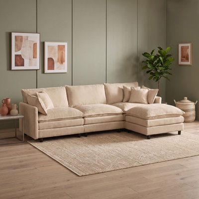 Canapé modulaire en L avec repose-pieds mobile