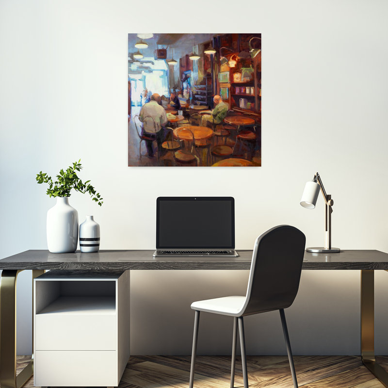 Café, art abstrait contemporain, H 18 po x l 18 po