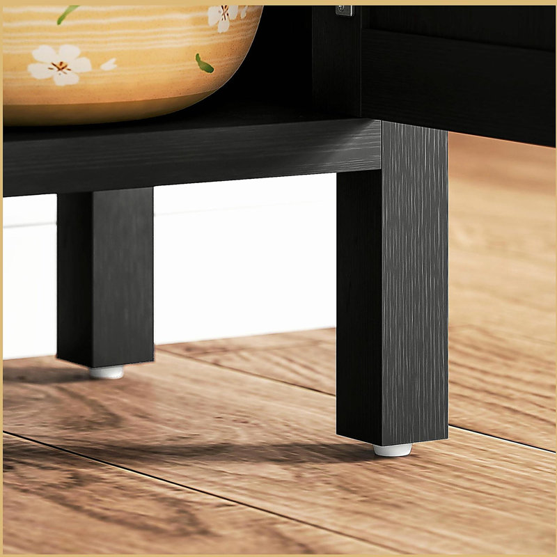 Coffee Bar Cabinet with Adjustable Shelf, Buffet Cabinet with Storage, Distressed Black
