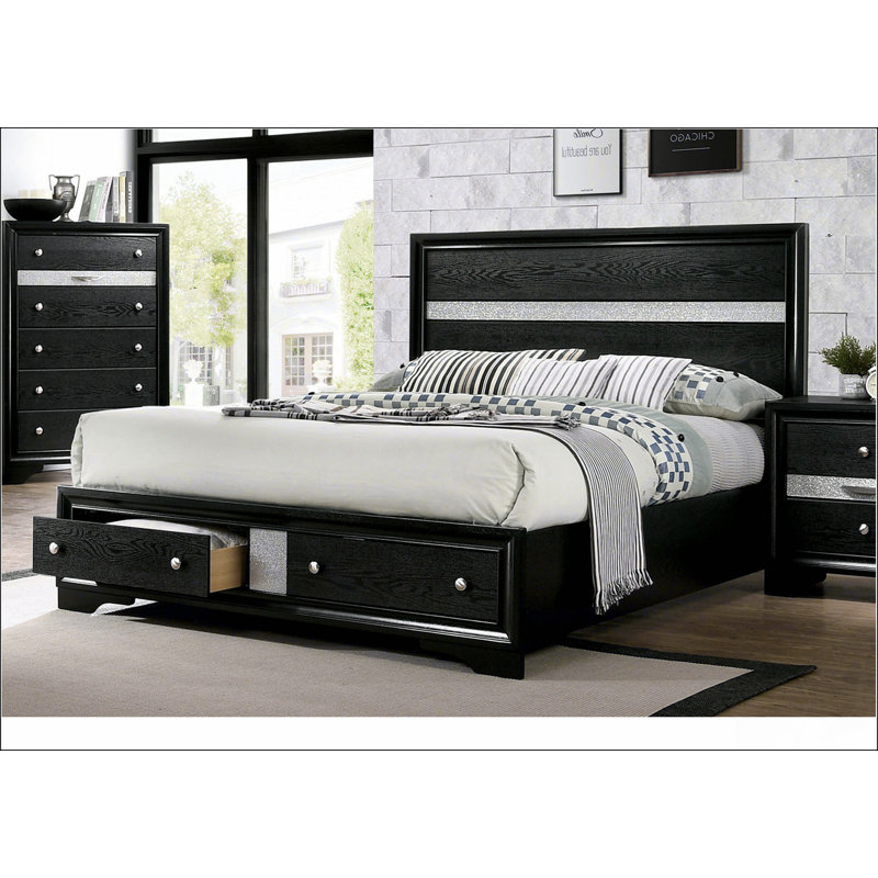 Lit de style contemporain avec tête de lit grand lit 1pc avec meubles de chambre à coucher