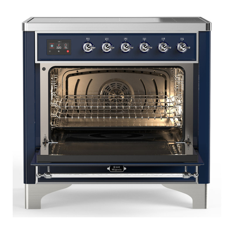 Cuisinière à induction 36 pouces avec 6 éléments à induction bleu nuit Majestic III Series (garniture chromée), Bleu nuit