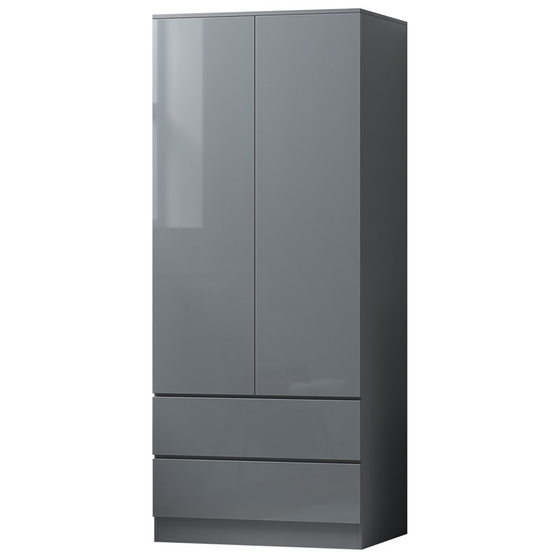 Warren 2 Door 2 Drawer Combi Wardrobe - Modern No-Handle Design, Soft-Close Hinges, Scratch-Resistant Finish