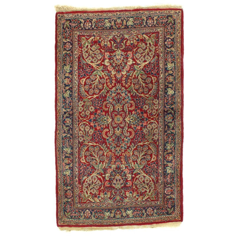 Tapis de zone en laine brun/beige/vert 3 pi x 5 pi 4 po one-of-kind noué la des années 1920 Galbraith