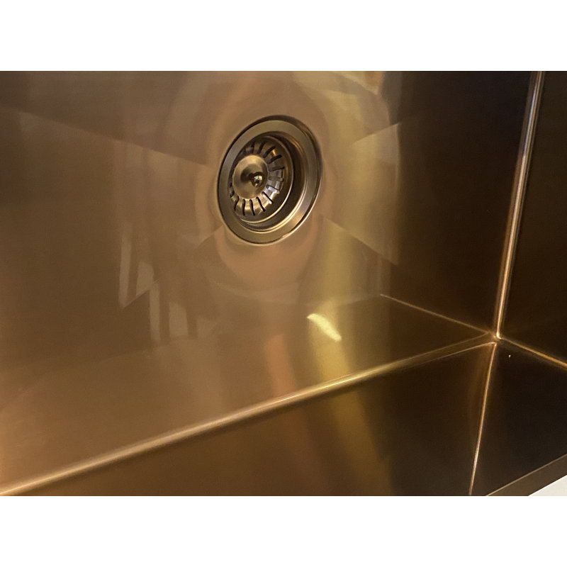 Évier de cuisine à simple cuve en acier brossé rose calibre 16 de qualité commerciale 27 "