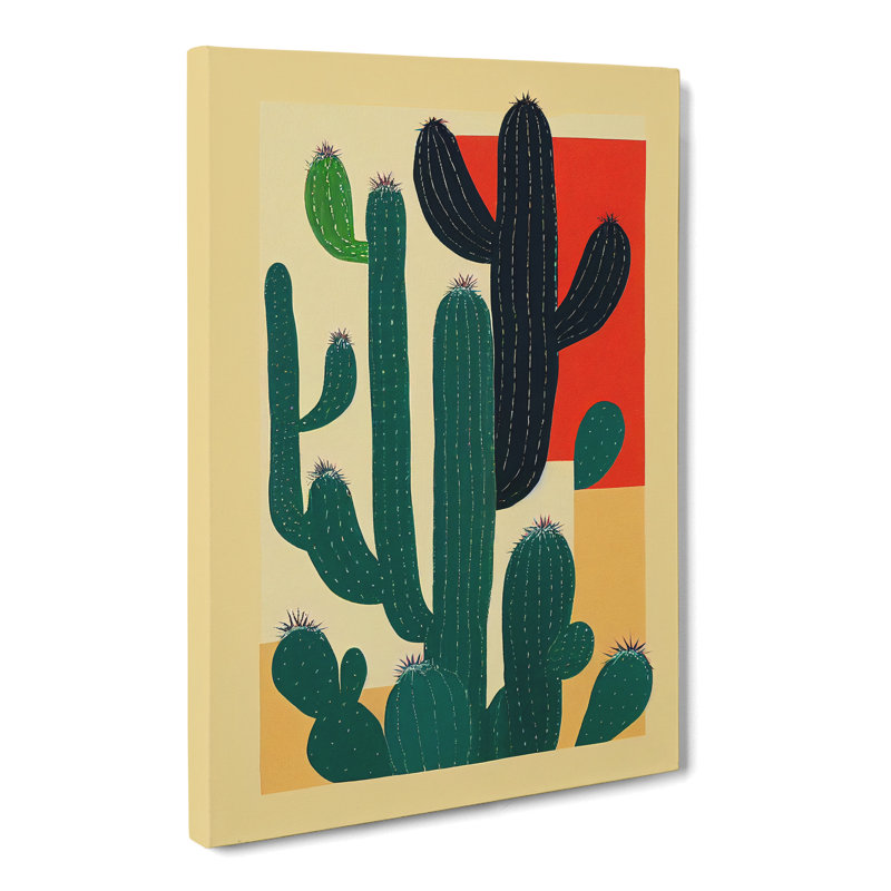 Cactus Cacti Patchwork - Wrapped Canvas, 76cm H x 50cm W x 3cm D