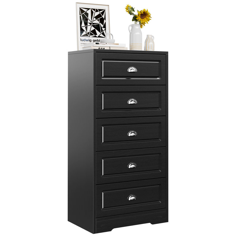 Commode 5 tiroirs Aunson, Noir