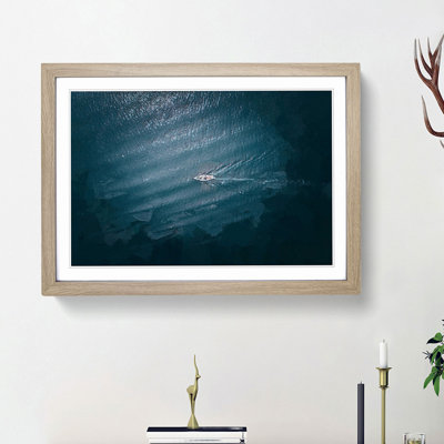 Boat in the Open Sea in Abstract - Picture Frame Graphic Art Print