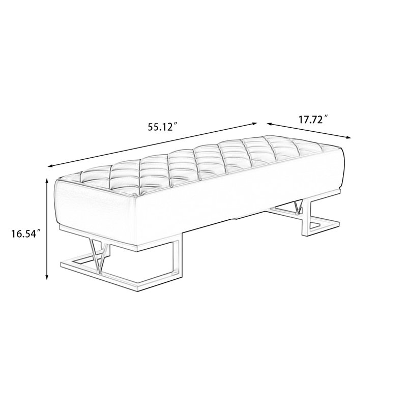 Banc avec revêtement, H 16,54 po x l 55,12 po x P 17,72 po, Marron foncé