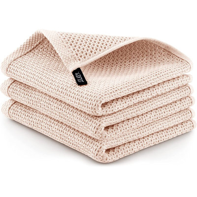 Zulay Kitchen Towels 3 Pack 100% Cotton Waffle Weave - 12x12 Super Absorbent Dish Towels for Kitchen