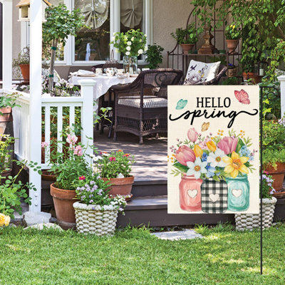 Drapeau d'extérieur Hello Spring