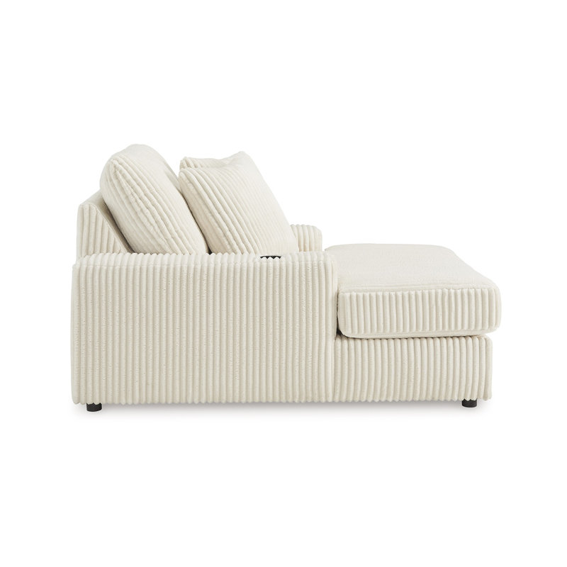 Chaise longue Lindy, coussins réversibles en polyester ivoire 64 pouces