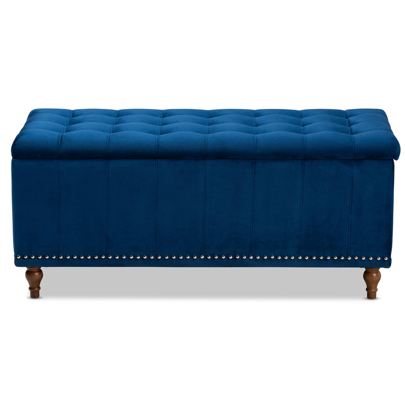 Mirdza Upholstered Ottoman, Navy Blue