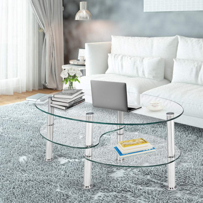 Modern 3-Tier Oval Glass Como