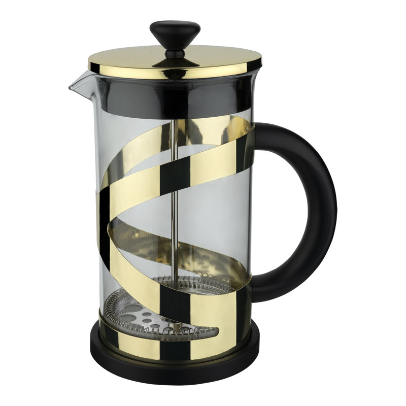 Café Olé Classico Cafetiere, 8 Cup, French Press Coffee Maker, Heat Resistant Handle, Stainless Steel, 1000ml, Gold