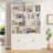 71.1"H X 47.2"W Standard Storage Bookcase with Doors and 8 Open Shelves, Modern Wood Organizer-1453980189