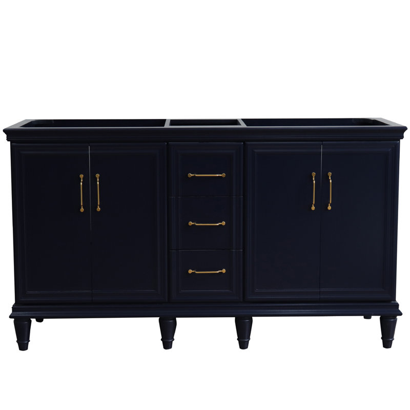 Base de salle de bain double 60 po uniquement meuble-lavabo, Bleu