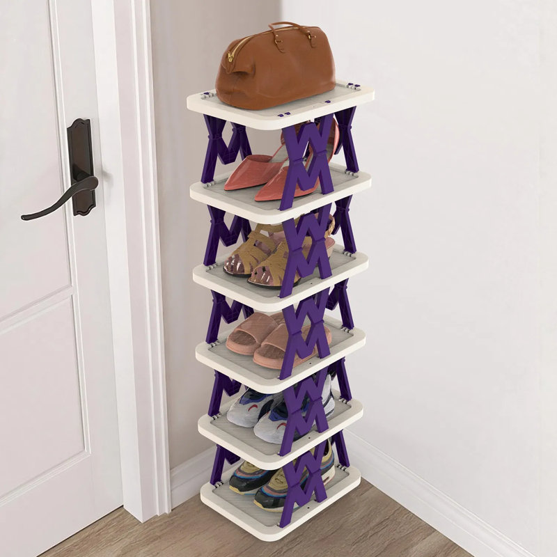 Range-chaussures pliable à 6 niveaux pour placard de chambre à coucher, assemblage sans outils, rangement pour chaussures peu encombrant
