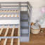 Lit superposé simple au-dessus de simple avec gigogne en bois et escalier-1219096744