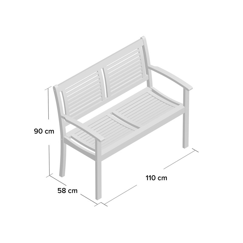 Adabpreet Wood Outdoor Bench, 90cm H x 110cm W x 58cm D