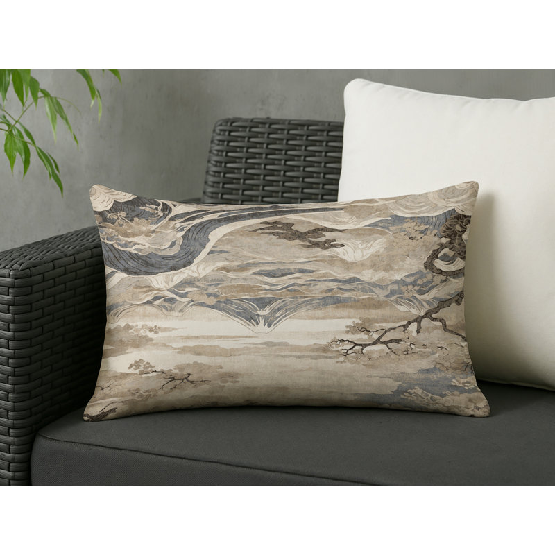 Elegant Waves Indoor And Outdoor Throw Pillow, Rectangle 20"H x 14"W