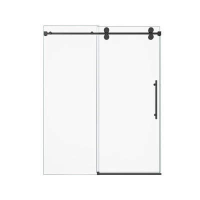 44"-48"W*76" H Frameless Single Sliding Shower Door – 5/16" (8Mm) Clear Tempered Glass, Bypass Design With Matte Black Finish