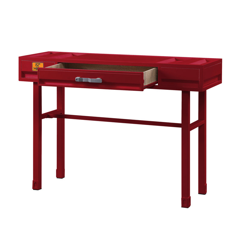 Bureau de chambre à coucher 1 tiroir rouge - Accent industriel chic