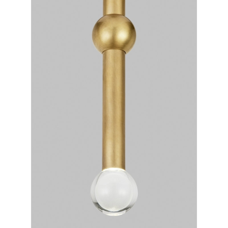 Guyed 1 - Light LED Pendant, Natural Brass