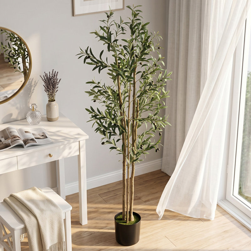 HOMCOM 175 cm Decorative Artificial Tree Silk Olive Tree with 787 Leaves